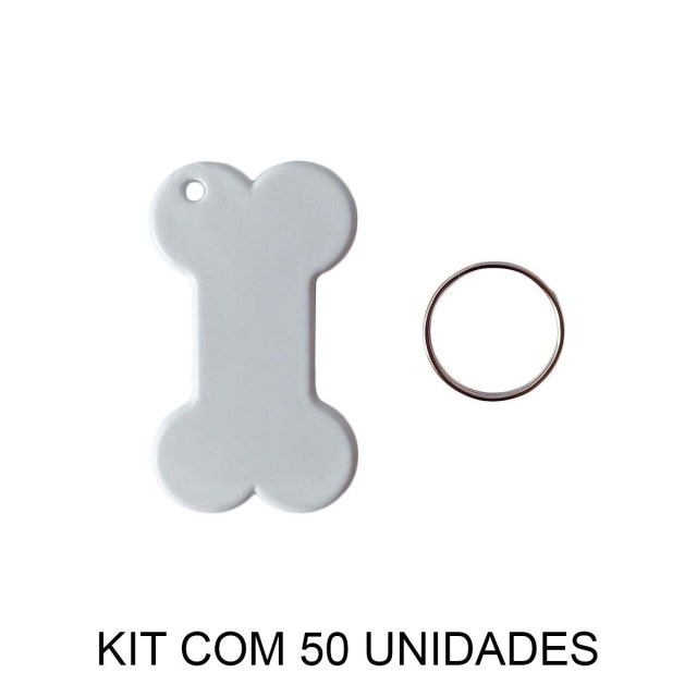 Chaveiro em Polímero Branco Osso Ossinho para Sublimação (SM) | Kit com 50 Unidades