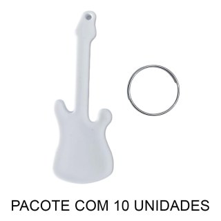 Chaveiro em Polímero Guitarra Branco para Sublimação (UDP) com Argola | Pacote com 10 Unidades na Sulink