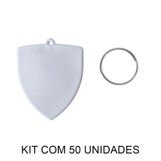 Chaveiro em Polímero Escudo Branco para Sublimação (UDP) com Argola | Kit com 50 Unidades na Sulink