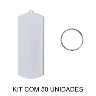 Chaveiro em Polímero Tag Retangular Ticket Branco para Sublimação (UDP) com Argola | Kit com 50 Unidades na Sulink