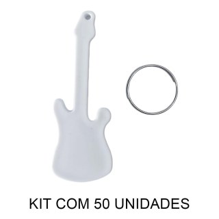 Chaveiro em Polímero Guitarra Branco para Sublimação (UDP) com Argola | Kit com 50 Unidades na Sulink