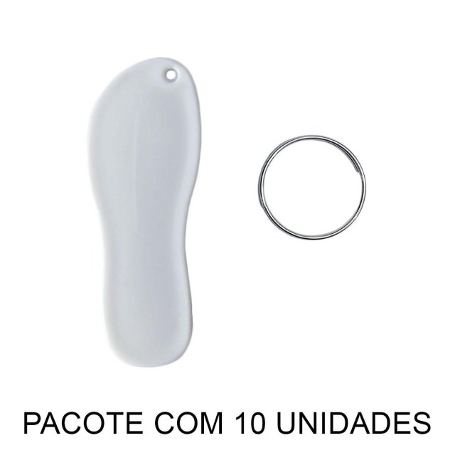 Chaveiro em Polímero Chinelo Branco para Sublimação (UDP) com Argola | Pacote com 10 Unidades