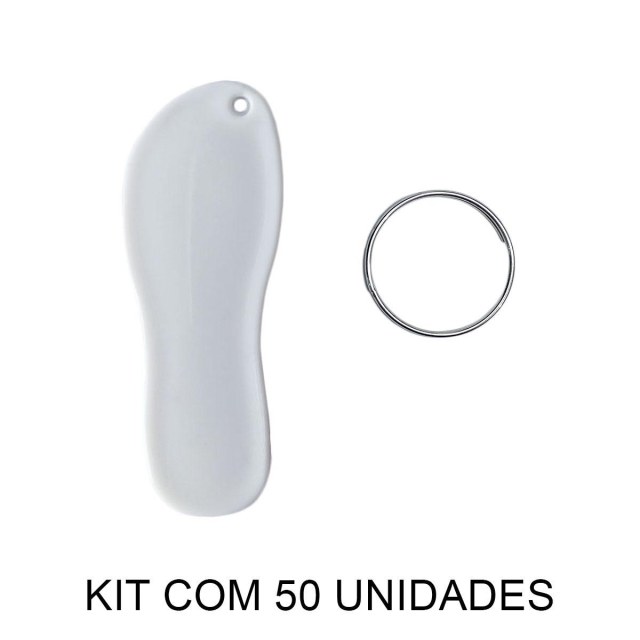 Chaveiro em Polímero Chinelo Branco para Sublimação (UDP) com Argola | Kit com 50 Unidades