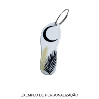 Chaveiro em Polímero Chinelo Branco para Sublimação (UDP) com Argola | Kit com 50 Unidades na Sulink