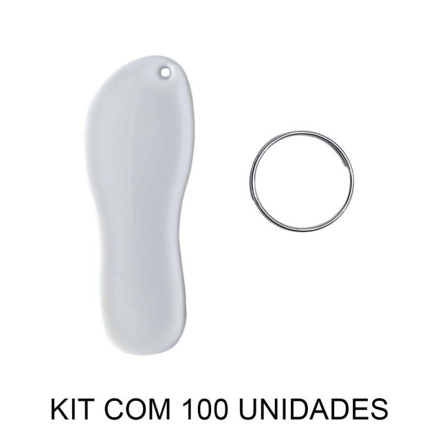 Chaveiro em Polímero Chinelo Branco para Sublimação (UDP) com Argola | Kit com 100 Unidades