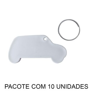 Chaveiro em Polímero Carro Branco para Sublimação (UDP) com Argola | Pacote com 10 Unidades na Sulink