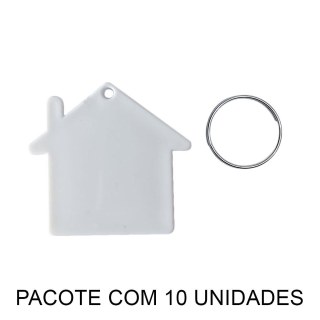 Chaveiro em Polímero Casa / Casinha Branco para Sublimação (UDP) com Argola | Pacote com 10 Unidades na Sulink