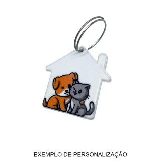 Chaveiro em Polímero Casa / Casinha Branco para Sublimação (UDP) com Argola | Pacote com 10 Unidades na Sulink