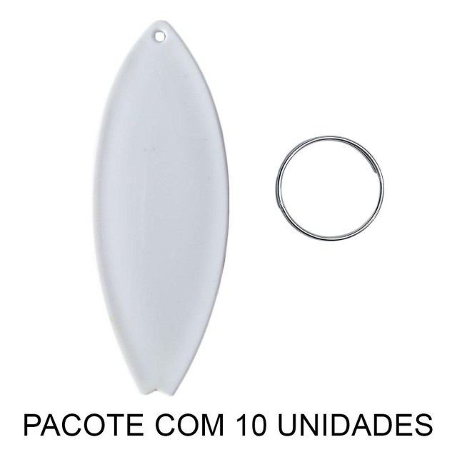 Chaveiro em Polímero Prancha Branco para Sublimação (UDP) com Argola | Pacote com 10 Unidades