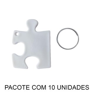 Chaveiro em Polímero Quebra-Cabeça Branco para Sublimação (UDP) com Argola | Pacote com 10 Unidades na Sulink