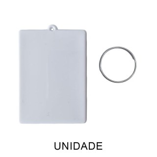 Chaveiro em Polímero Retangular Branco para Sublimação (UDP) com Argola | Unidade na Sulink