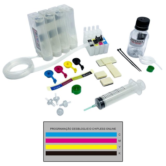 Bulk ink para Impressora Epson XP-3100 XP-3105 XP-3150 XP-3155 EW-452A | Vazio + Com Programação Desbloqueio ChipLess Key na Sulink