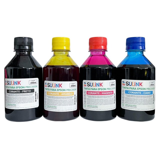 Tinta Sulink para Epson Precision Corante | Kit 1 Litro (250ml de cada cor)