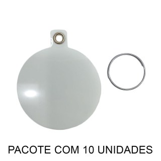 Chaveiro Laminado PVC Branco para Sublimação | Redondo 5cm (SE) | Pacote com 10 Unidades na Sulink