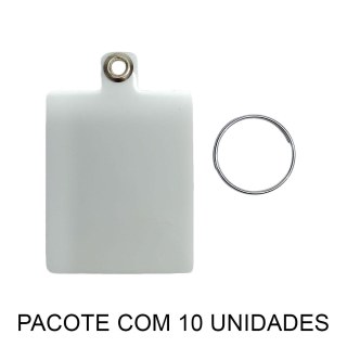 Chaveiro Laminado PVC Branco para Sublimação | Retangular 4x5cm (SE) | Pacote com 10 Unidades na Sulink