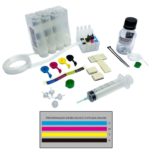 Bulk ink para Impressora Epson XP-340 XP-341 XP-342 XP-343 XP-345 | Vazio + Com Programação Desbloqueio ChipLess Key na Sulink