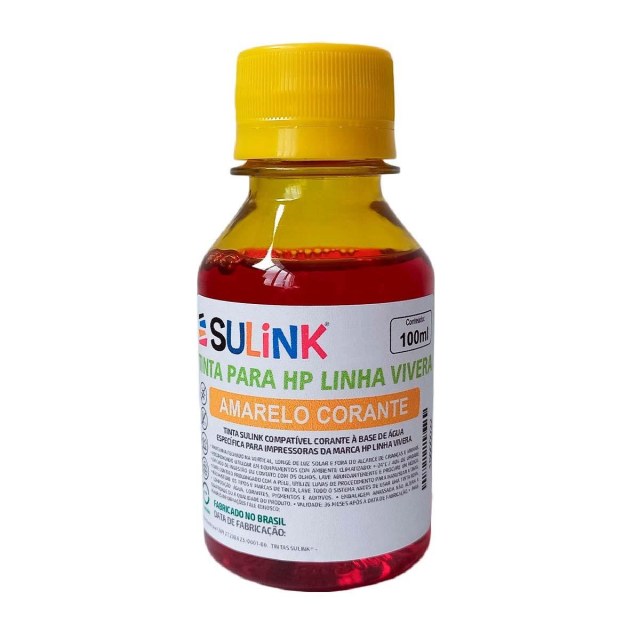 Tinta Sulink para HP Linha Vivera | 100ml Amarelo