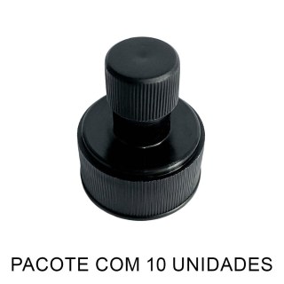 Tampa Bico Fit para Frascos Pet Boca 28mm - Preto | Pacote com 10 Unidades na Sulink