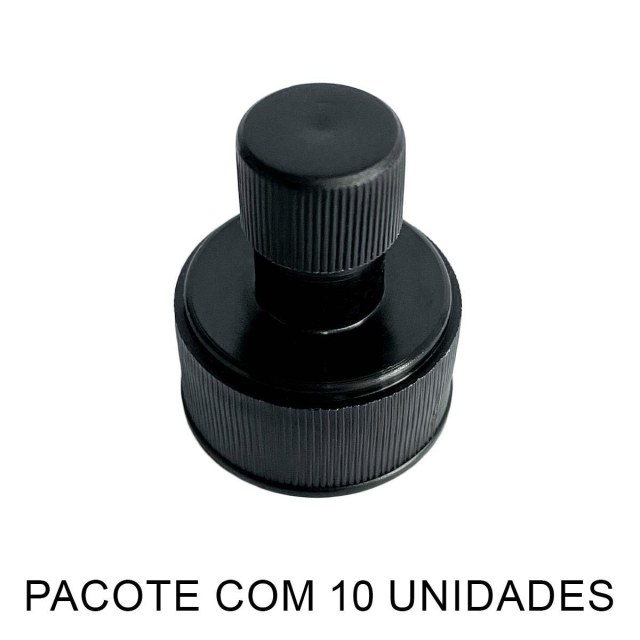 Tampa Bico Fit para Frascos Pet Boca 28mm - Preto | Pacote com 10 Unidades