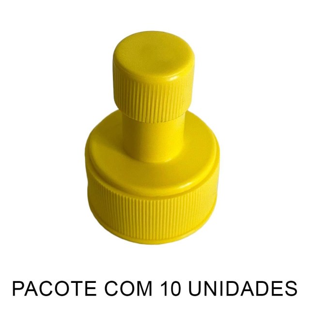 Tampa Bico Fit para Frascos Pet Boca 28mm - Amarelo | Pacote com 10 Unidades