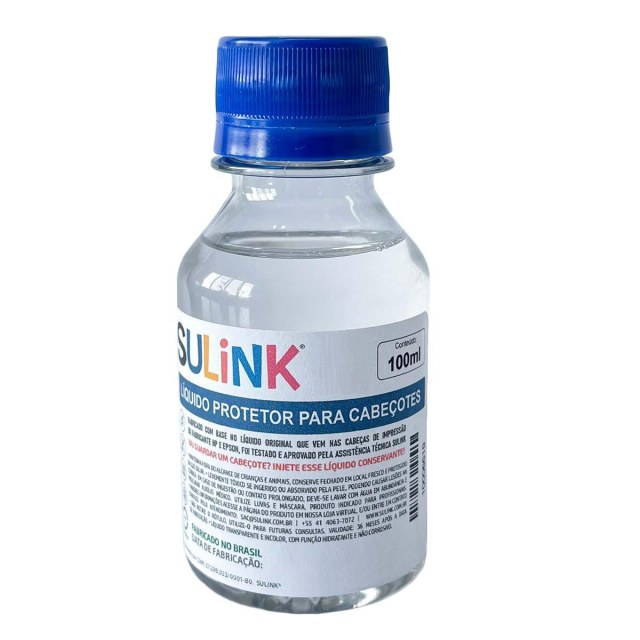 Líquido Protetor Hidratante Conservante para Cabeçotes de Impressão | Frasco de 100ml | para Epson, HP, Canon e Brother na Sulink