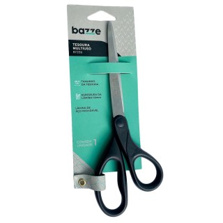 Tesoura Multiuso 20cm Lâmina de Aço Inoxidável 1.8mm Bazze B7206 Preta na Sulink