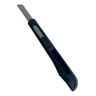 Estilete Estreito 12,5cm Lâmina de Aço Carbono 9mm Bazze B4001 Preto na Sulink