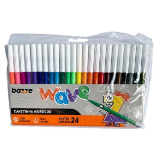 Caneta Canetinha Hidrocor Tinta Lavável Wave Bazze | Pacote com 24 Cores na Sulink
