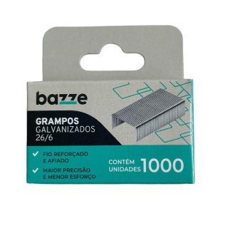 Grampo Galvanizado para Grampeador 26/6 Bazze Caixa com 1000 Unidades na Sulink