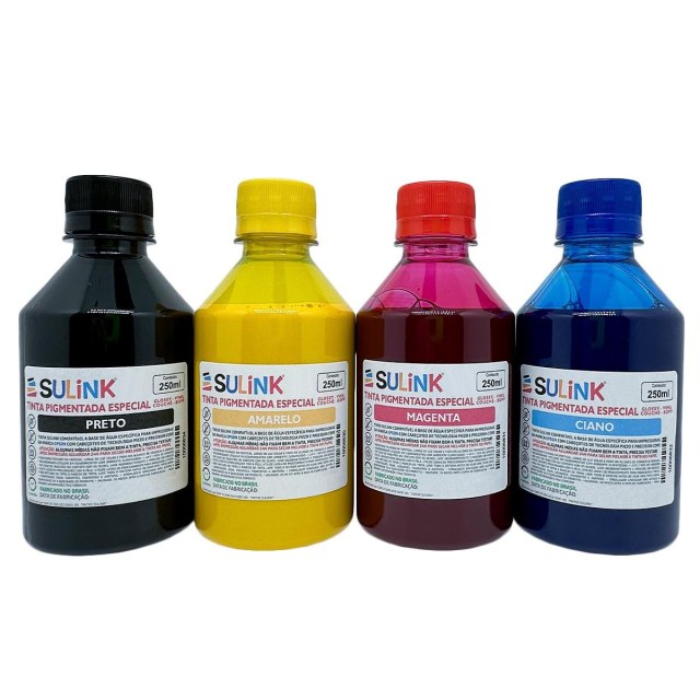 Tinta Sulink para Epson Pigmentada para Glossy Vinil | Kit 1 Litro (250ml de cada cor) na Sulink