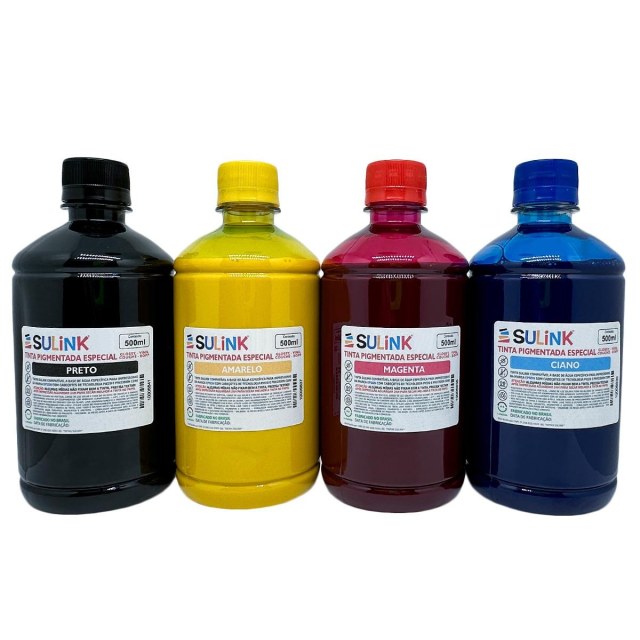 Tinta Sulink para Epson Pigmentada para Glossy Vinil | Kit 2 Litros (500ml de cada cor) na Sulink