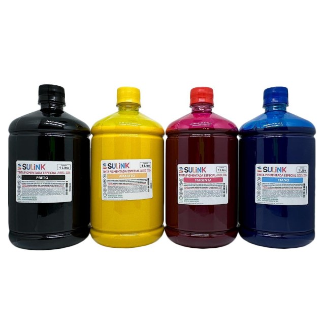Tinta Sulink para Epson Pigmentada para Glossy Vinil | Kit 4 Litros (1 Litro de cada cor) na Sulink