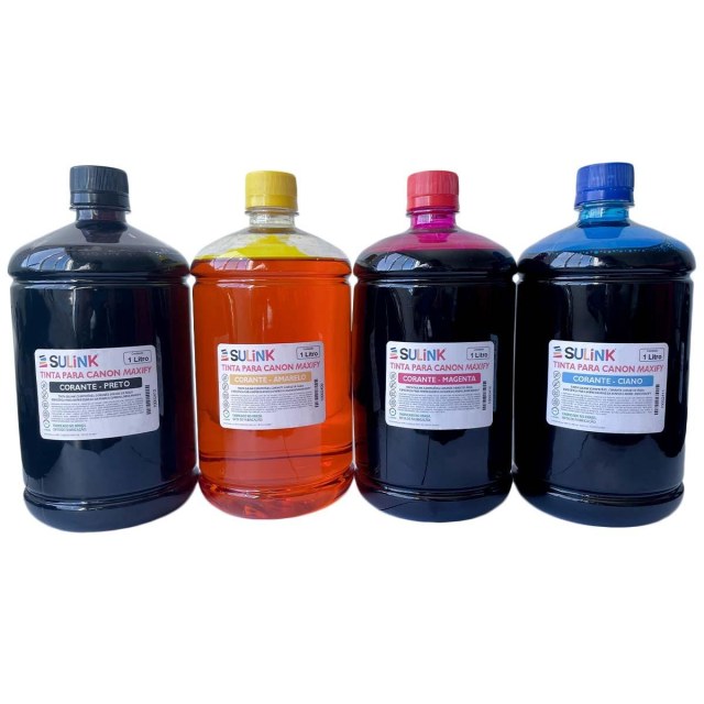 Tinta Sulink para Canon Maxify Corante | Kit 4 Litros (1 Litro de cada cor) na Sulink