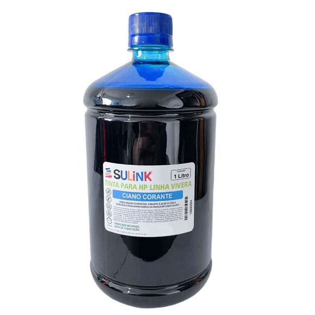 Tinta Sulink para HP Linha Vivera | 1 Litro Ciano