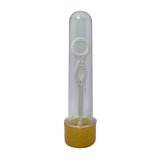 Tubete Bolha de Sabão 13cm Acrílico com Tampa Dourado - Unidade na Sulink