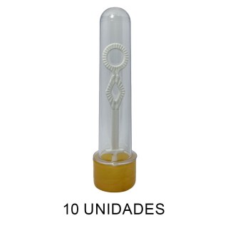 Tubete Bolha de Sabão 13cm Acrílico com Tampa Dourado - Pacote com 10 Unidades na Sulink