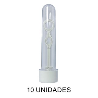 Tubete Bolha de Sabão 13cm Acrílico com Tampa Branco - Pacote com 10 Unidades na Sulink