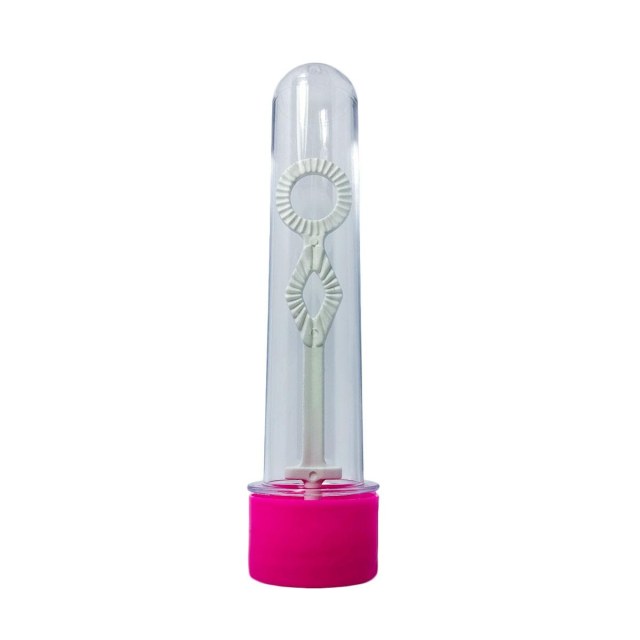 Tubete Bolha de Sabão 13cm Acrílico com Tampa Pink - Unidade na Sulink
