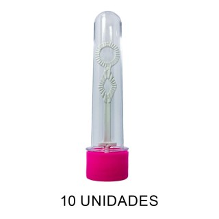 Tubete Bolha de Sabão 13cm Acrílico com Tampa Pink - Pacote com 10 Unidades na Sulink