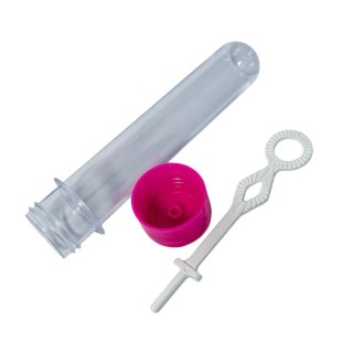 Tubete Bolha de Sabão 13cm Acrílico com Tampa Pink - Pacote com 10 Unidades na Sulink