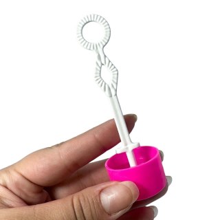 Tubete Bolha de Sabão 13cm Acrílico com Tampa Pink - Pacote com 10 Unidades na Sulink
