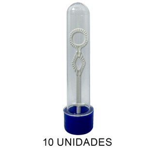 Tubete Bolha de Sabão 13cm Acrílico com Tampa Azul Royal - Pacote com 10 Unidades na Sulink