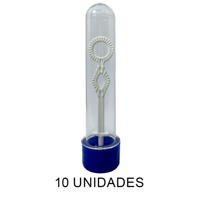 Tubete Bolha de Sabão 13cm Acrílico com Tampa Azul Royal - Pacote com 10 Unidades na Sulink