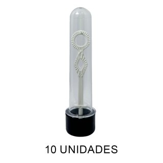 Tubete Bolha de Sabão 13cm Acrílico com Tampa Preto - Pacote com 10 Unidades na Sulink
