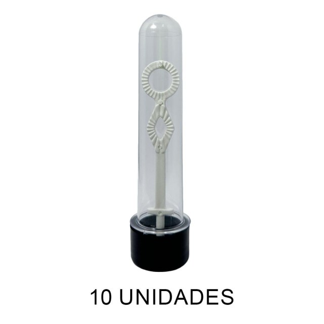 Tubete Bolha de Sabão 13cm Acrílico com Tampa Preto - Pacote com 10 Unidades na Sulink