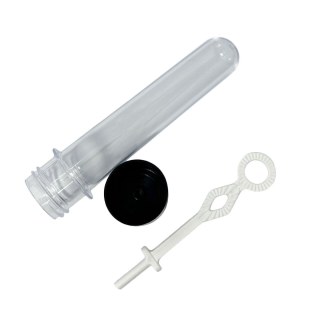 Tubete Bolha de Sabão 13cm Acrílico com Tampa Preto - Pacote com 10 Unidades na Sulink