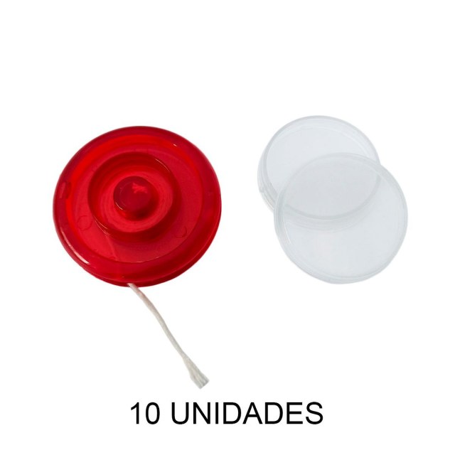 Ioiô Acrílico 5,5cm para Personalizar Laterais com Base Vermelho - Pacote com 10 Unidades na Sulink