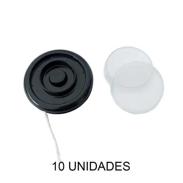 Ioiô Acrílico 5,5cm para Personalizar Laterais com Base Preto - Pacote com 10 Unidades na Sulink