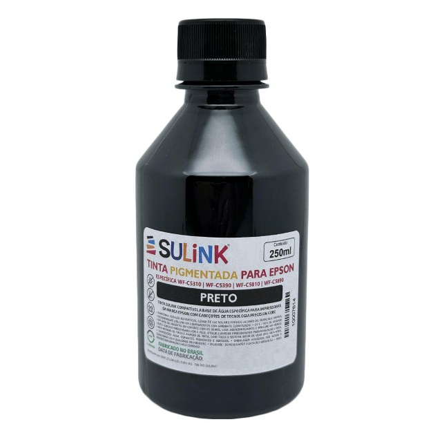 Tinta Sulink Específica para Epson WF-C5310/5390/5810/5890 - Pigmentada | 250ml Preto na Sulink