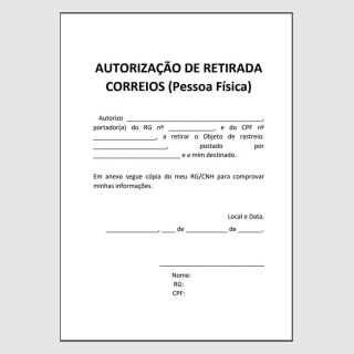 Modelo de Autorização de Retirada dos Correios na Sulink